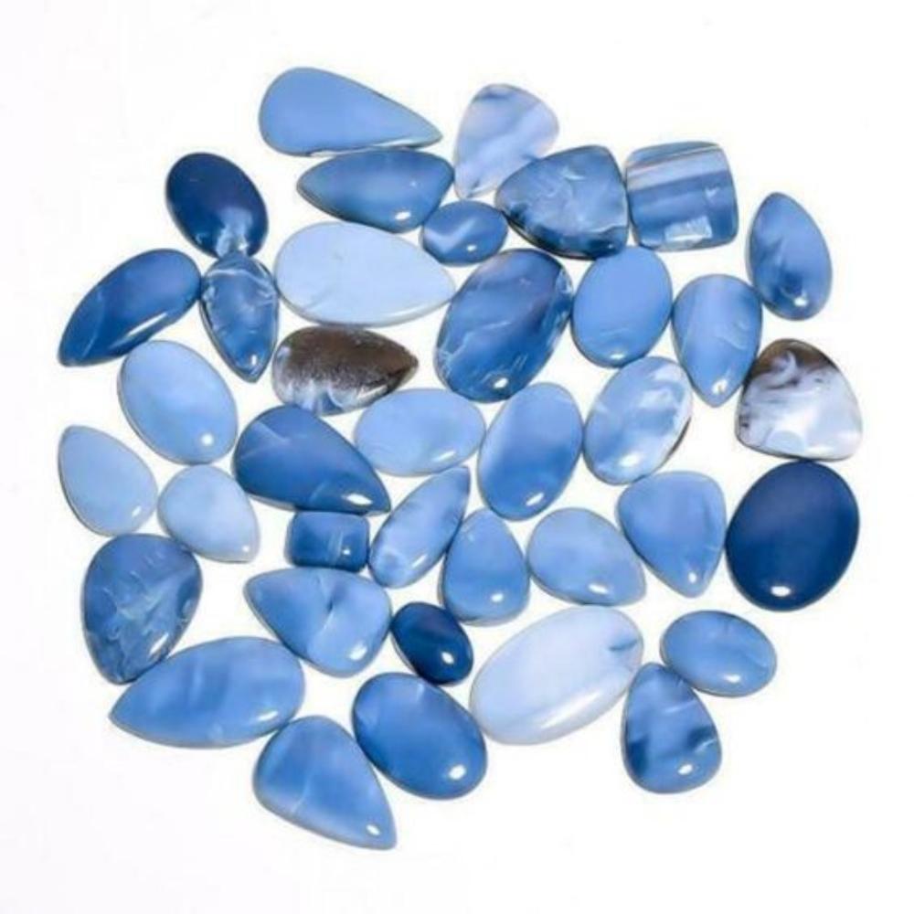Natural Blue Opal Cabochon, Blue Opal Cabs Gemstone, Loose Gemstone Lot, Mix Shape And All Size Cabochon.