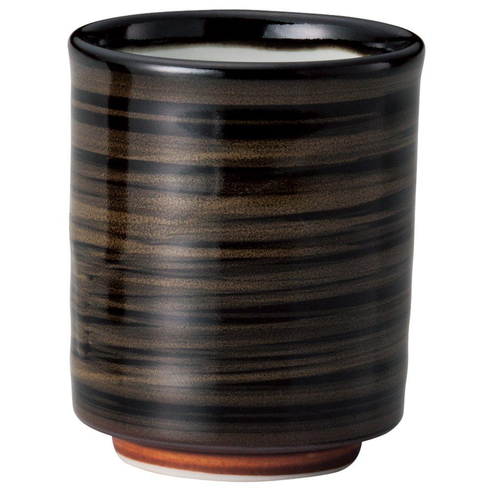 Yamashita Crafts x Black Iron Sand Kiridachi Rokubei Sushi Teacup Teacup, Porcelain, 8 9.7cm (270cc),