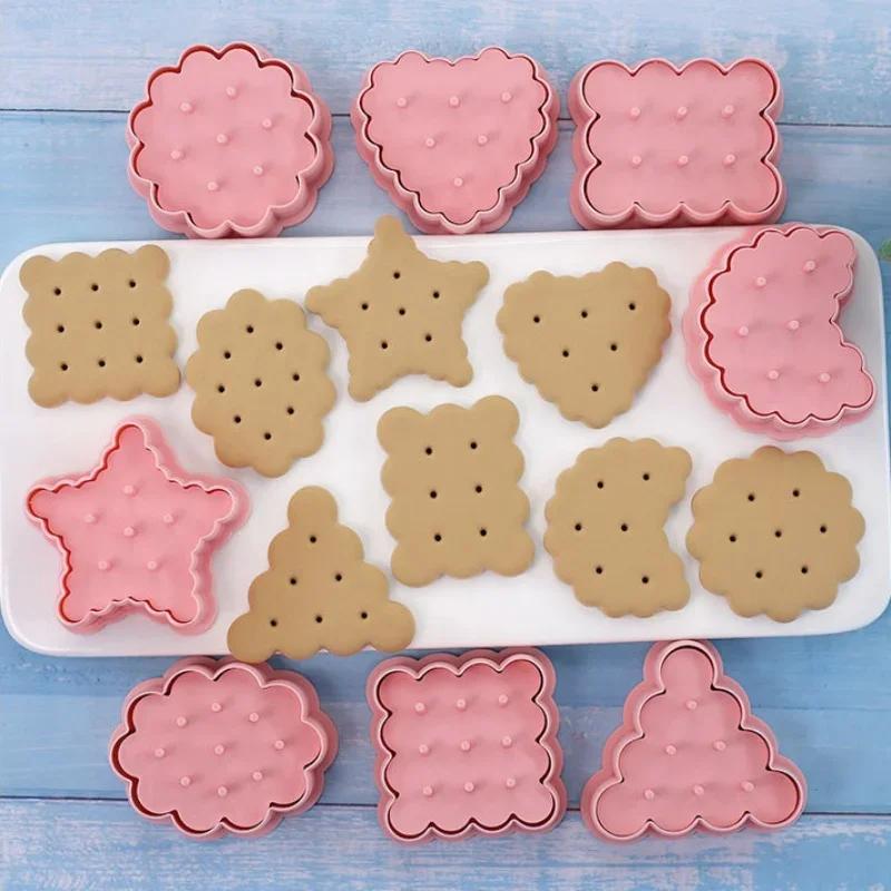 16pcs Classic Retro Waffle Cookie Molds Set Includes Cookies Cutters Confectionery Stamp Practical Baking Pastry Bakeware Tools