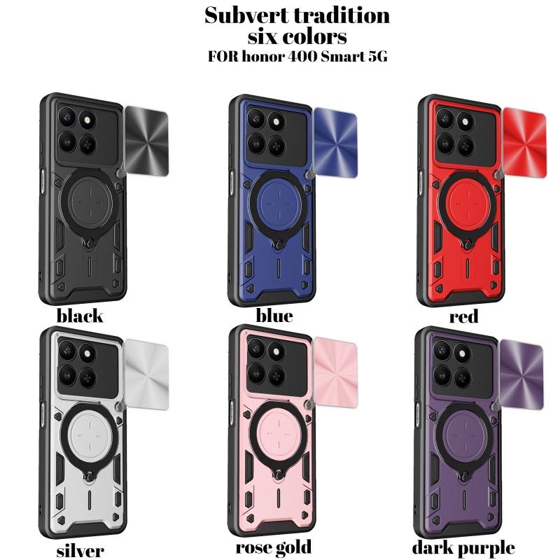 Etui For Honor 400 Smart 5G Global z osłoną obiektywu, Pancerne, Odporne na wstrząsy Etui na telefon Coque For Honor X7D 5G z uchwytem na pierścień