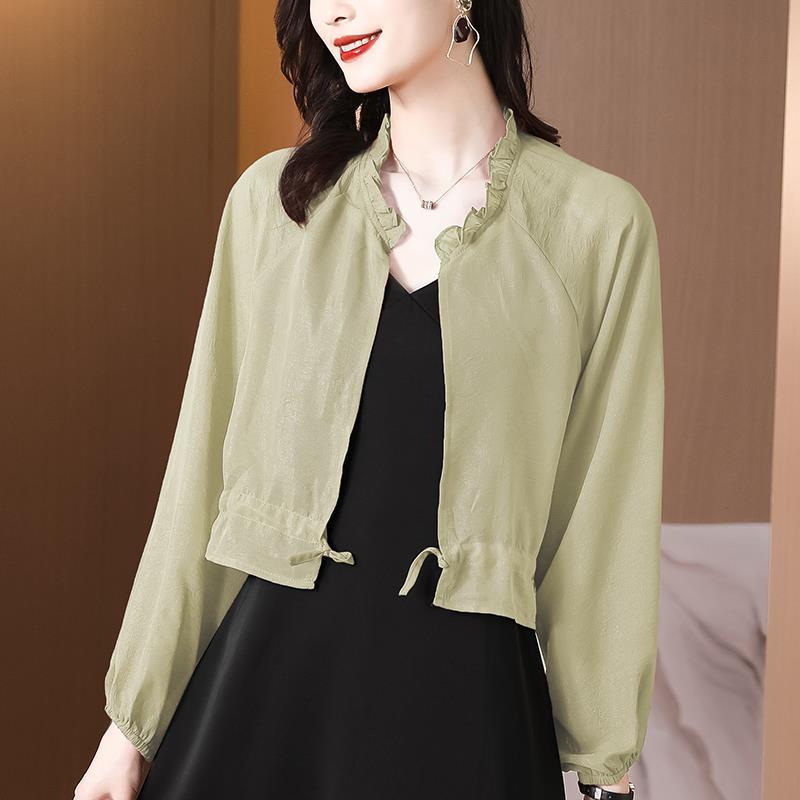 Chiffon Sun Protection Clothes Cardigan Small Shawl Summer Cover Shirt Loose Short Jacket Top