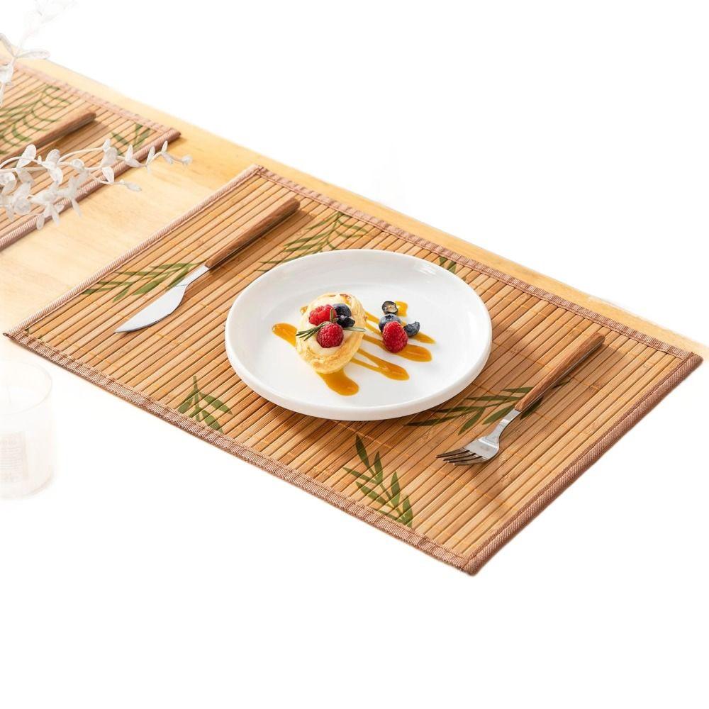 Vintage Bamboo Placemat Foldable Heat Insulation Pad Table Decoration Tableware Pad  Family Party