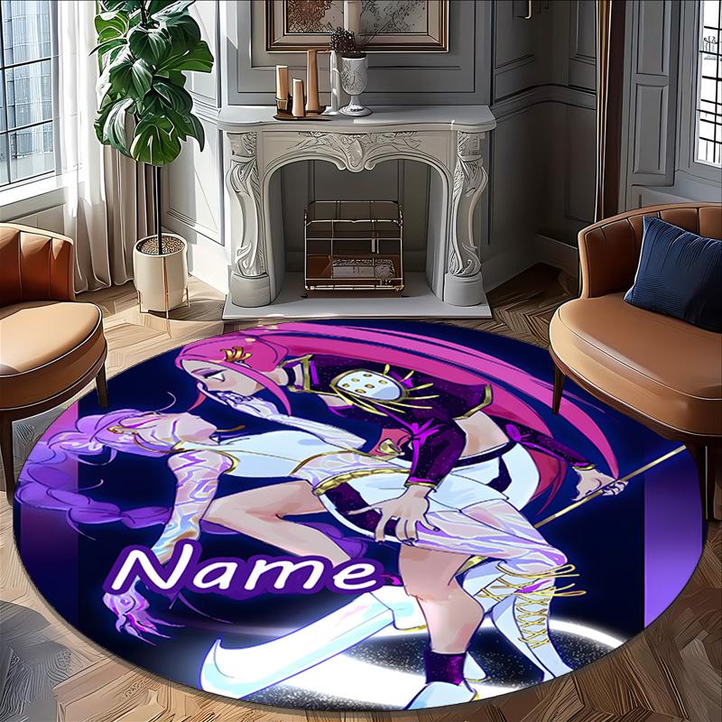 Personalized K-KPop Demon Hunters Round Chair Office Rug - Perfect for Mat, Office Chair & More - Ideal Gift for Birthdays and Holidays