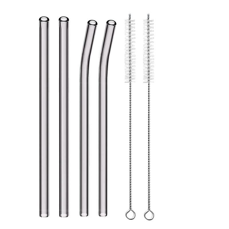 4 szt. 20 cm Szklane Słomki do Picia Wielokrotnego Użytku Kolorowe Szklane Słomki do Napojów Sok Ekologiczne Słomki Koktajlowe Barowe Naczynia do Picia