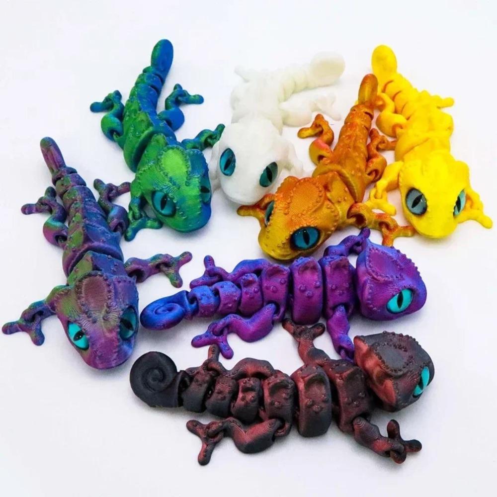 Neue 3D-Druck Chamäleonfiguren Mehrgelenkig Bewegliche Simulationsaugen für Heimaccessoires Kindergeschenk Zimmerdekoration 3d