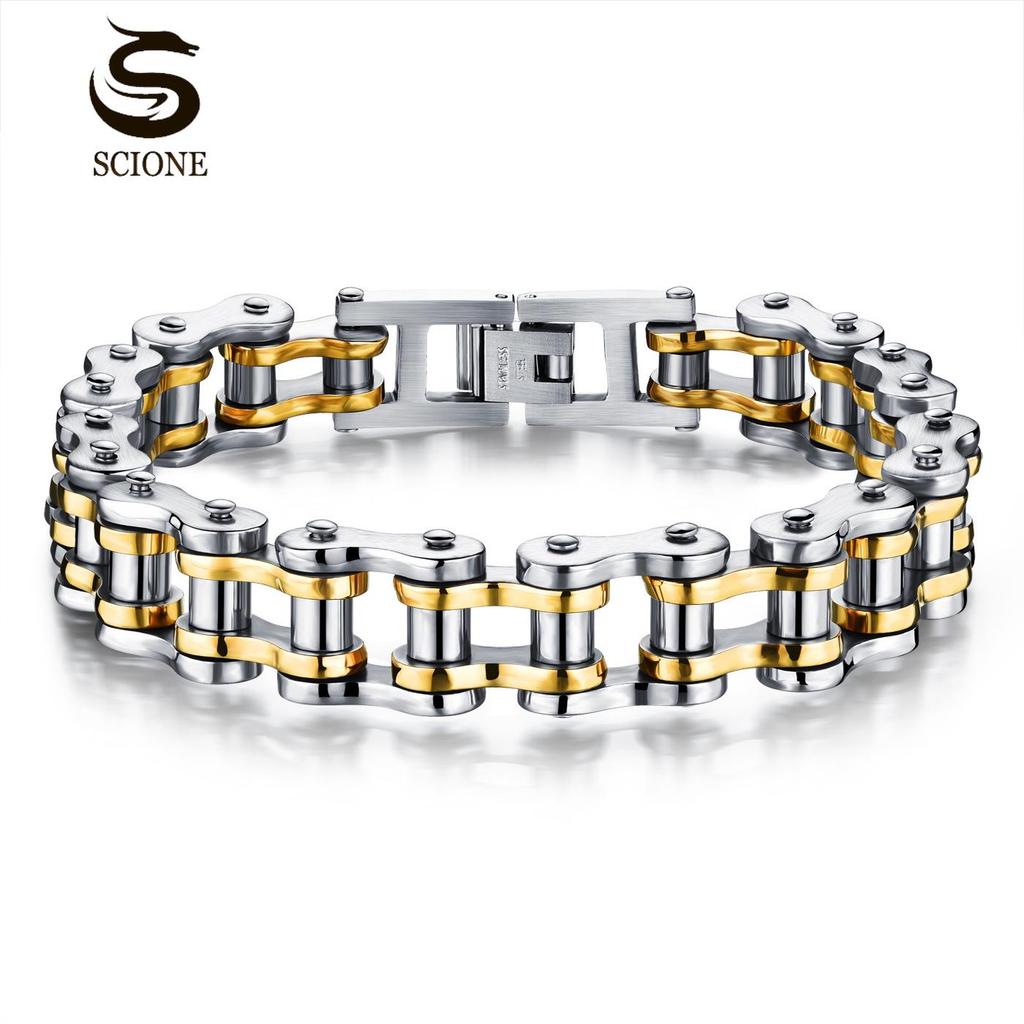 SCIONE Bracelet Men's Bracelet Rock Personalized Motorcycle Chain Bicycle Bracelet