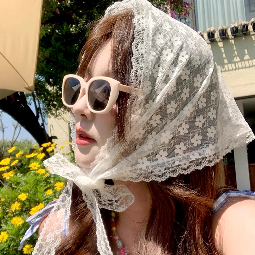 

Сладкий кружевной платок на голову Женский Девушки Корейский INS Пасторальный стиль Летний треугольный шарф Повязка для волос Модные милые аксессуары для волос