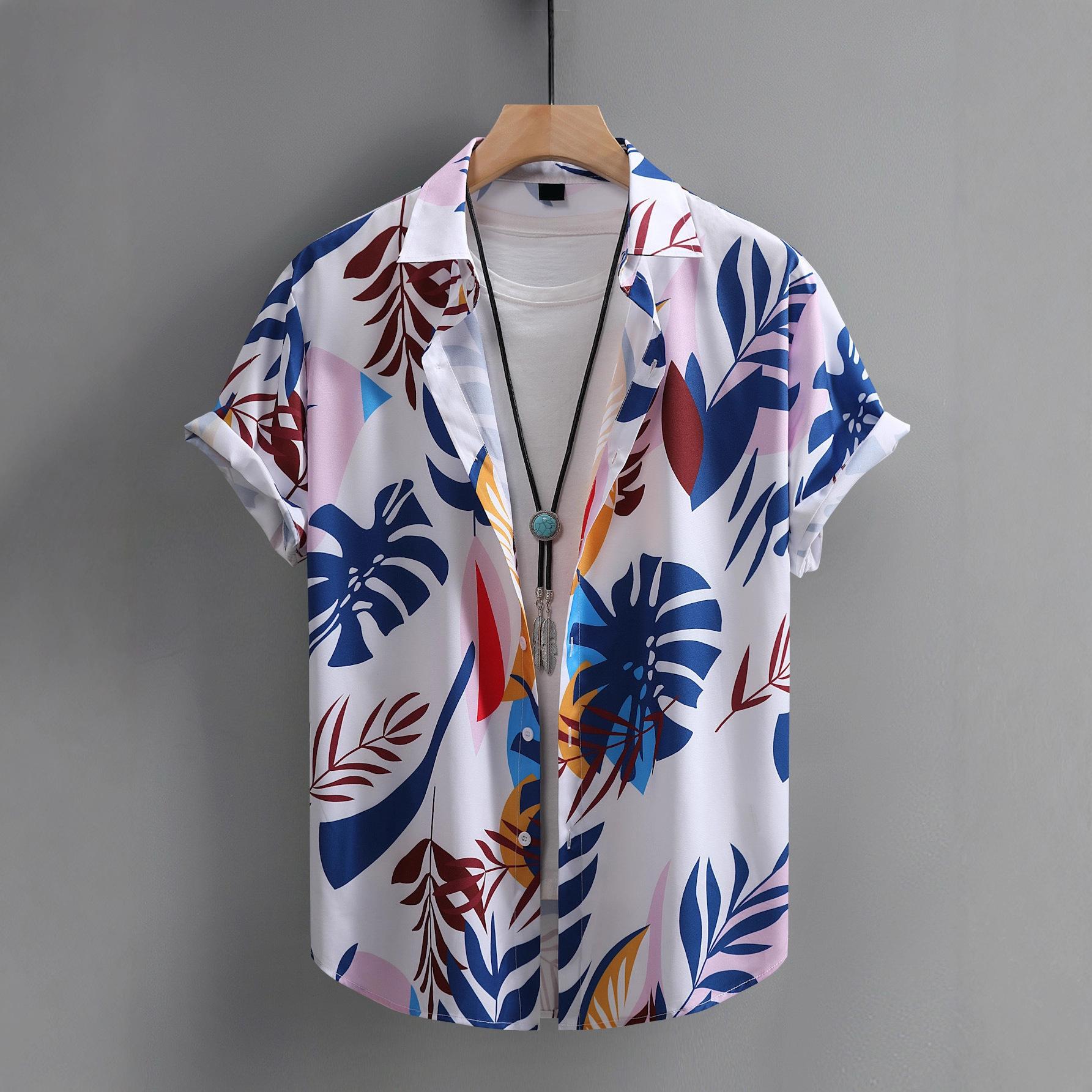 

Men s Summer Lightweight Short-Sleeve Shirt Casual Vacation Print Shirt 2XL