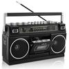 Boombox stil retro anii '80 cu casetă și card SD 24W și difuzoare duble Player încorporat, Bluetooth, USB, Suport, Radio AM/FM/SW1/SW2, Stereo,