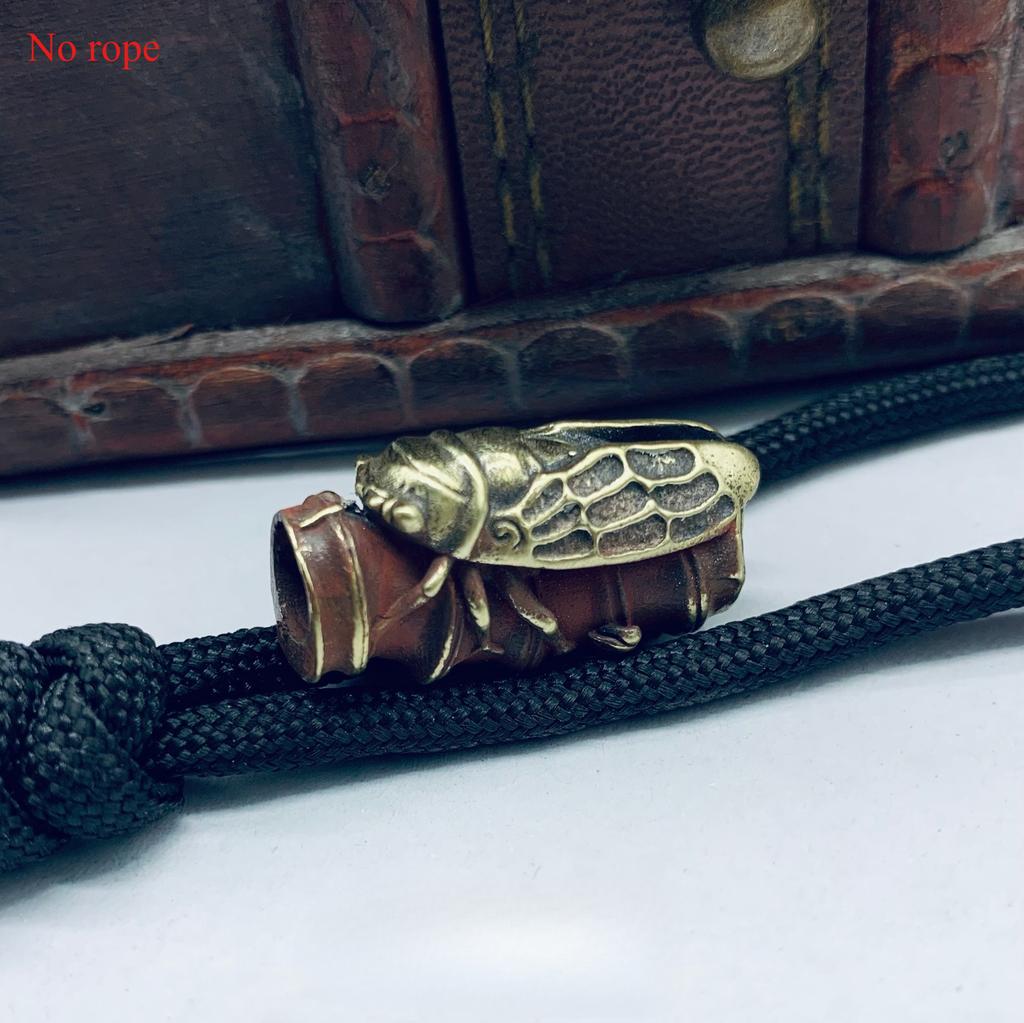 1Pc Bamboo Cicada Brass Knife Beads DIY Paracord Beads Lanyard Key Chain Pendant Accessories Outdoor Tool Umbrella Rope Hangings