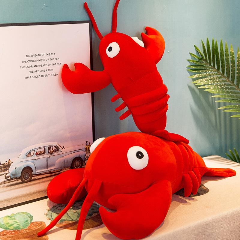 Simulation Lobster Doll Plush Toy Crayfish Throw Pillow Rag Doll Ocean Doll Creative Birthday Gift for Men and Women
