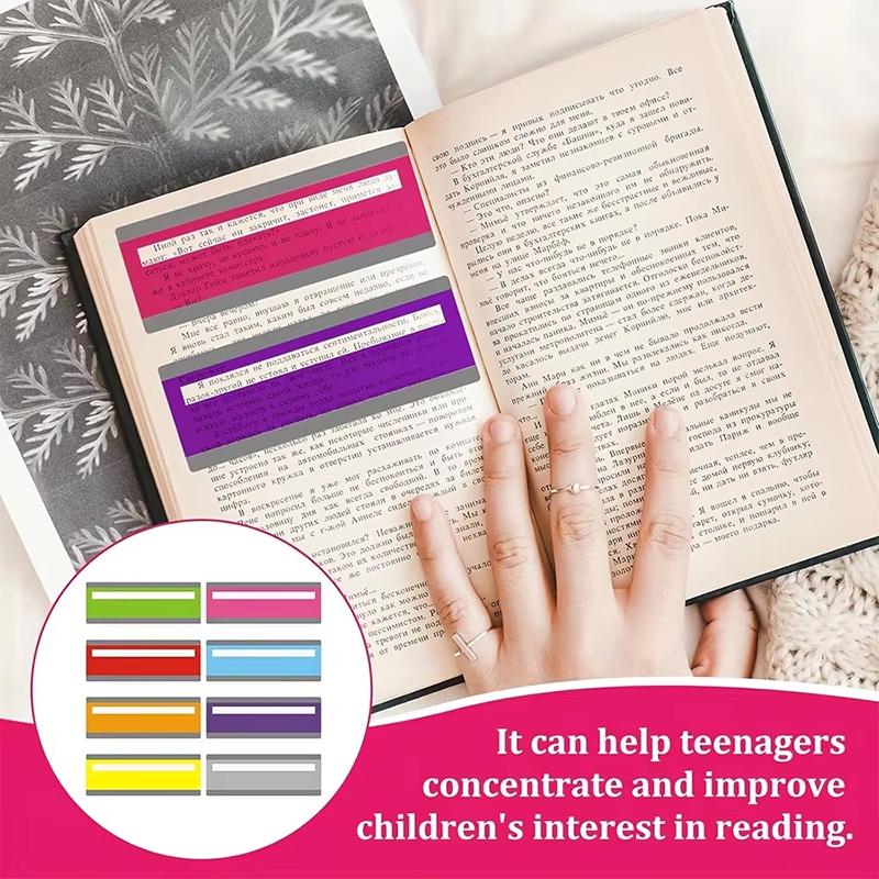 8Pcs Large Size Guided Reading Strips Highlight Overlays Multicolor Reading Tracking Rulers For Dyslexics Bookmarks