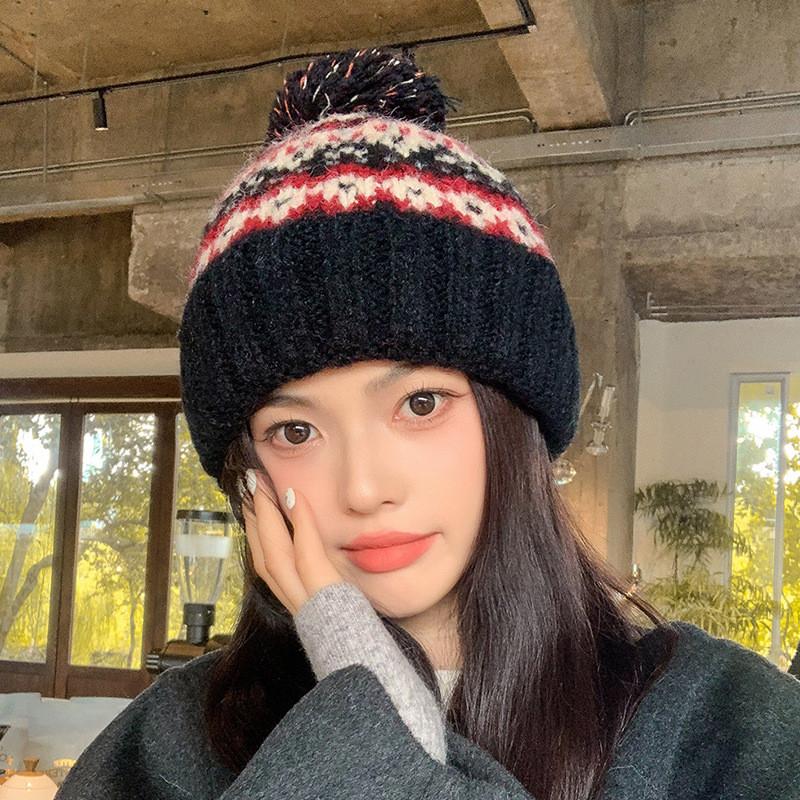 Women Knit Hat Acrylic Material Breathable Windproof Winter Fashionable Autumn