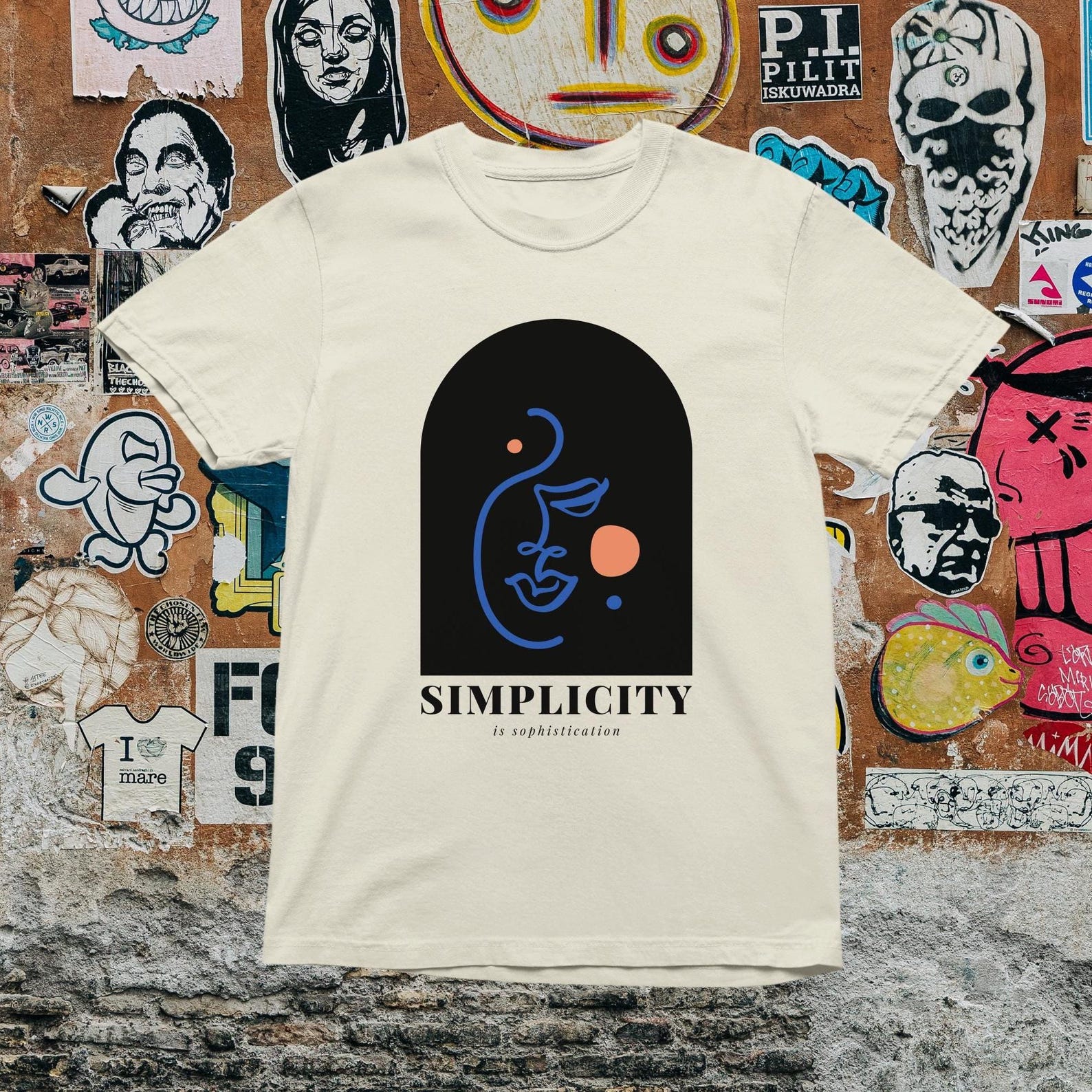 Minimalist Abstract Face T-Shirt: Simplicity Graphic Tee 4XL