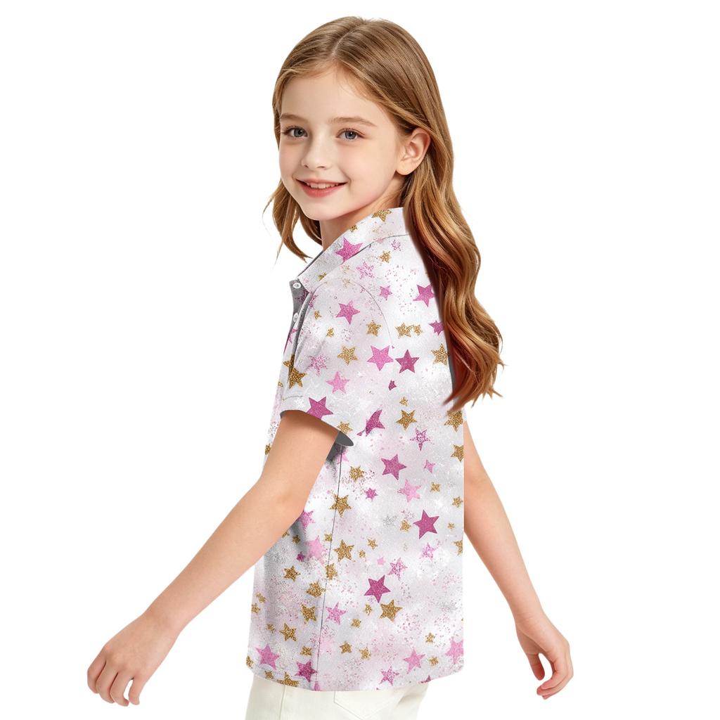 Girls' Polka Dot Print Casual T-Shirt for School Uniform and Everyday Wear