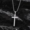 Vnox Simple Mens Cross Pendant Necklaces, Classic Stainless Steel Plain Cross Collar Necklaces