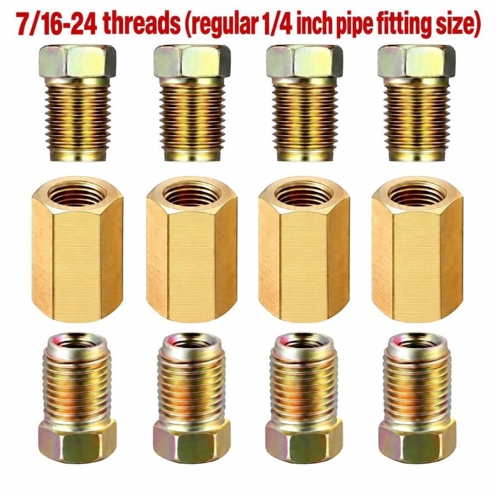 7/16 Inch-24 Threads Brake Line Fitting Inverted Flare Fitting Vehicle Tube Connection