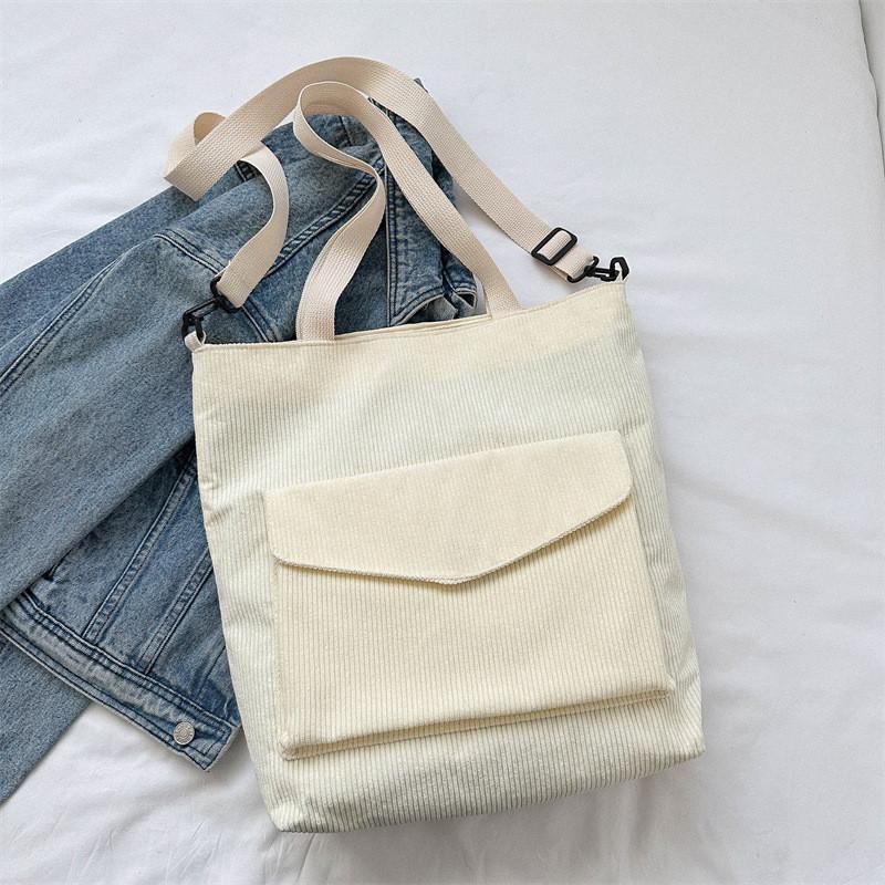 Chic 2023 Women's Large Soft Corduroy Shoulder Bag In Classic Colors For Casual Outings