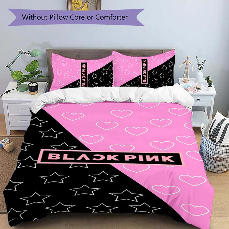 KPOP 3pcs Bedding Set Duvet Cover Closure Includes 1 Duvet Cover & 2 Pillowcases for All Seasons Bedroom Home Dorm Decor