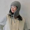 Earmuff Winter Knitted Cap Warm Wool Blend Hat Fashion Pilot Hat  Unisex