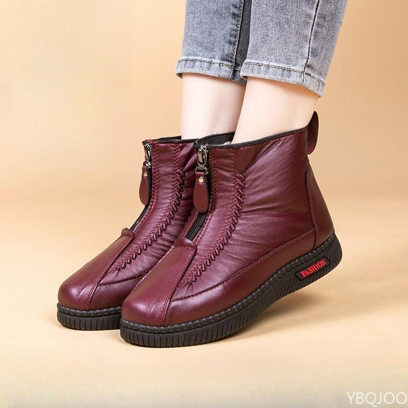 

Зимние теплые хлопковые туфли на мягкой подошве с противоскользящими свойствами для женщин среднего и пожилого возраста. Удобная универсальная обувь для женщин. 41 красный