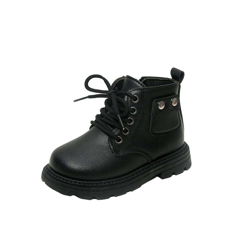

Fall Winter Kids Leather Riding Boots Toddler Boys Girls Casual Short Boots Comfortable Durable Daily Wear 32 чорний