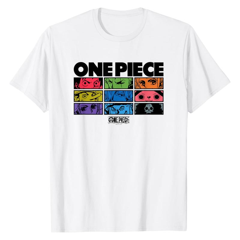 

One Piece Straw Hat Pirates TShirt Character Collection Graphic Print Cotton Crew Neck Oversized Casual Street Fashion Tops S