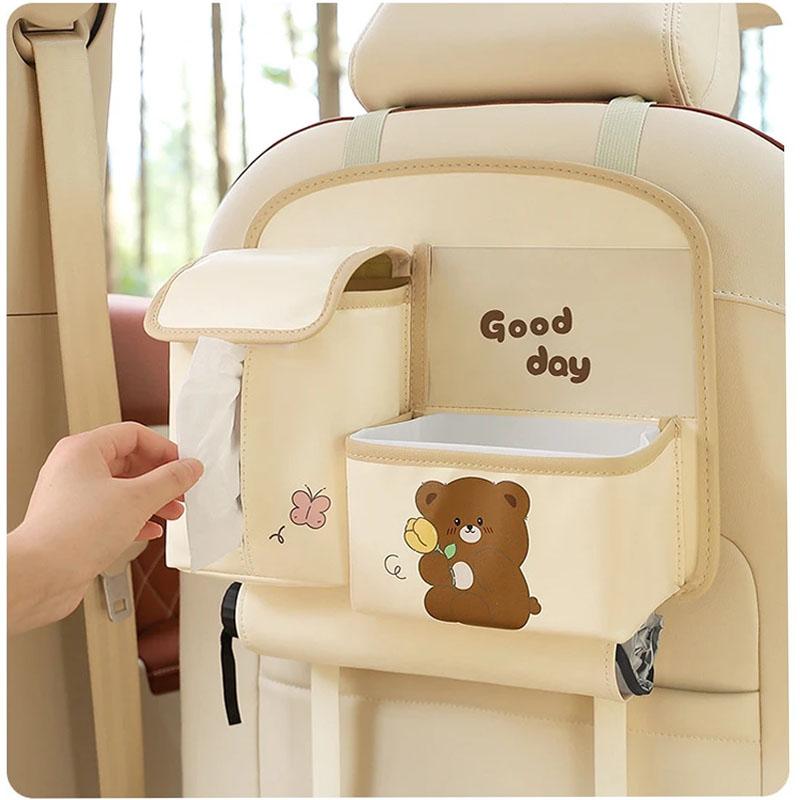 PU Leather Organizer for Children Baby Car Seat Tissue Box Garbage Bin Travel Accessories Car Back Seat Organizer