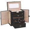 5 Tier Jewelry Box with Mirror and Lockable Design Black