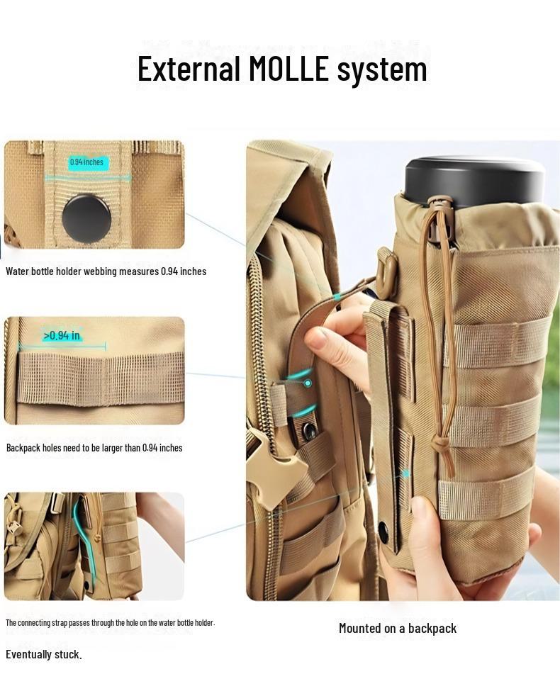 Přenosná sada MOLLE šálek na čaj a láhev na vodu na cestování