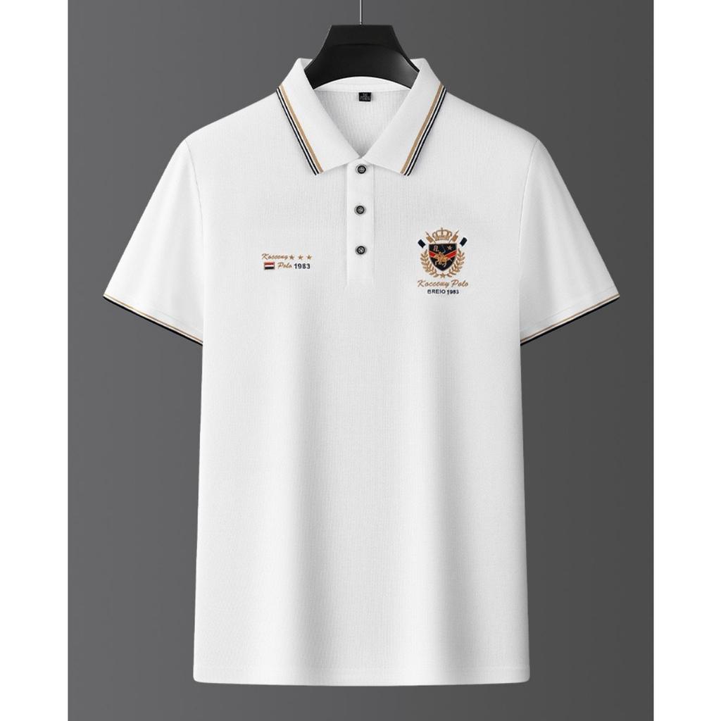 Trend Hub Polo pentru bărbați, casual, cu mânecă scurtă, brodat, la modă, culoare solidă