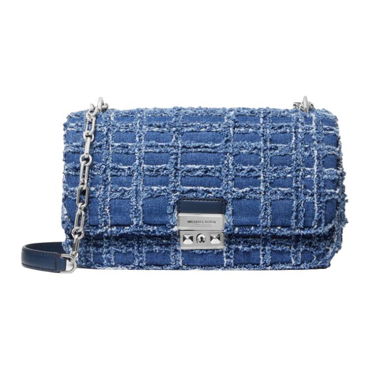 

Новая тканевая сумка через плечо MICHAEL KORS обычного размера женская джинсово-синяя/белая/черная 30S4S2RL7C 25.9*8.1*14.0CM