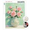 DIY Gerahmtes Perlenmalerei-Set Rosa Rosenblumen-Vase Funkelnde Perlenkunst Leinwand Bereit zum Aufhängen Schreibtischdekoration Geschenk Elegantes Home-Office Ästhetisches Stück