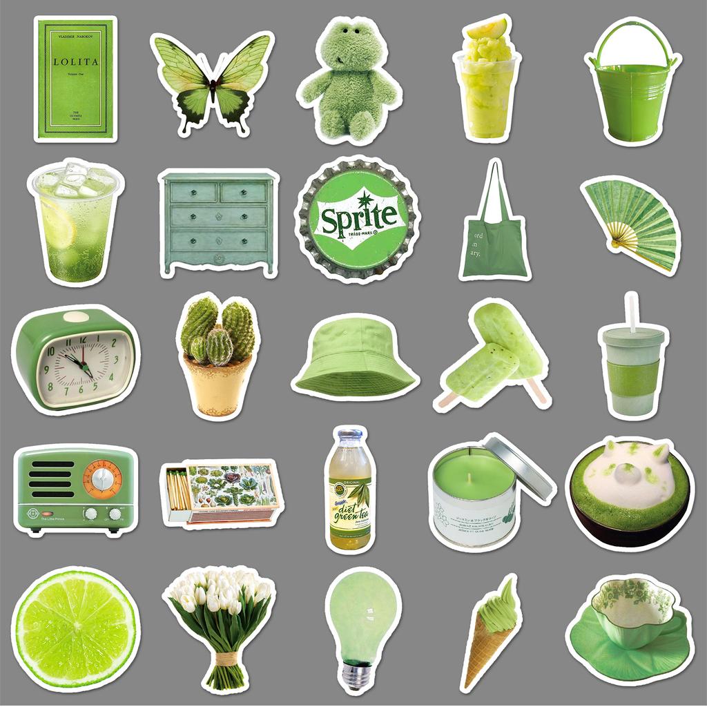 50 Green Ins Style Graffiti Stickers Small Fresh Stickers DIY Mobile Phone Case Suitcase Stickers Waterproof