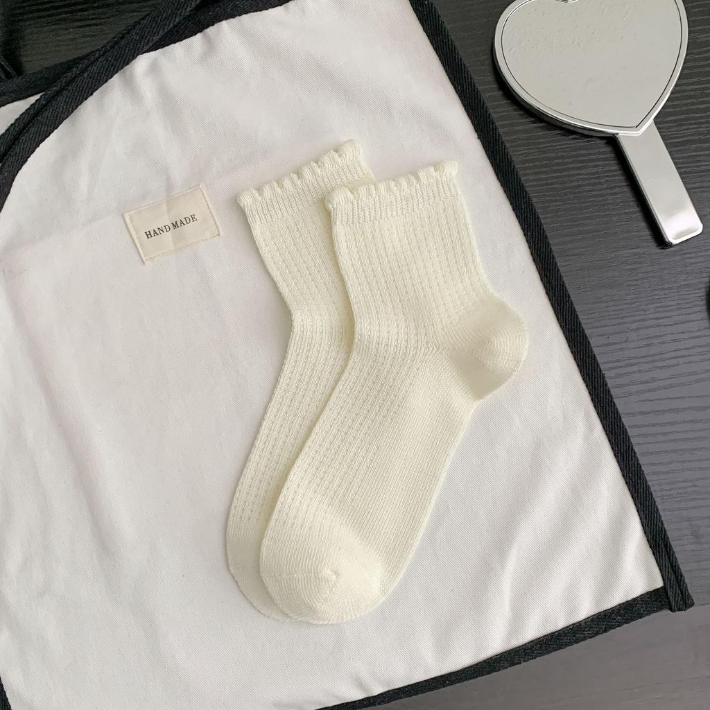 Cut-Out Bow Socks Women'S Mesh Lace Socks Bamboo Cotton Lolita Girl Cute Short Socks