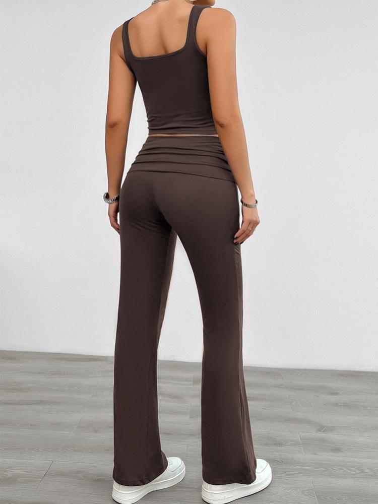 Women's Spring and Summer New Casual Solid Color Short-sleeved Pantsuit Women's Short-sleeved Casual T-shirt Shirt Trousers