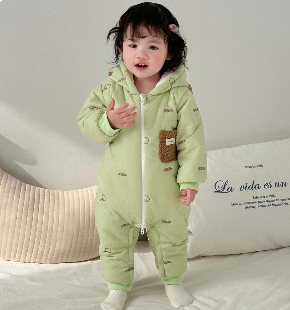 Mai Enmi'er Cotton Baby Outerwear - 160g, Zipper, Autumn/Winter Jumpsuit, Class A Plus Velvet, Thickened for Infants