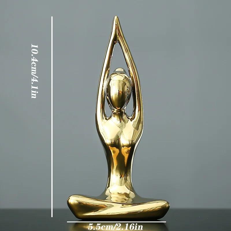 Heimdeko Abstrakte Kunst Keramik Yoga-Posen Figur Porzellan Damenfigur Statue Studie Büro Yogastudio Ornamente Dekorationen