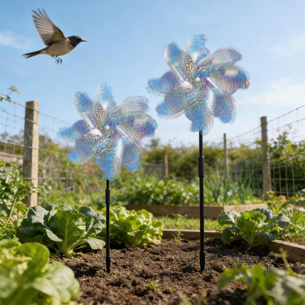 Bird- Windmill — -Reflective Children's Toy & Outdoor Bird Deterrent For Balconies And Gardens (8- Windmill)