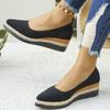 Women's Wedge Platform Shoes Comfortable Slip-On Loafers Shallow Mouth Single Shoes for Women Pointed Casual Shoes Zapatos Mujer