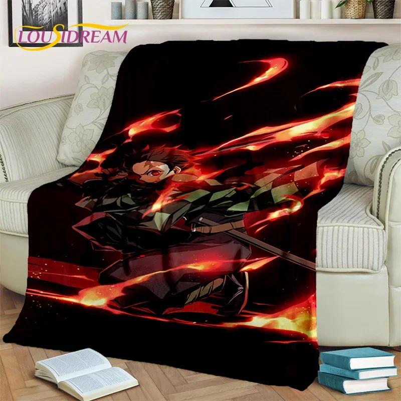 Kamado Nezuko Demon S-Slayer Japan Anime Mykt flanellteppe for senger Soverom Sofa Piknik, Kasteteppe for barn Utendørs Fritid