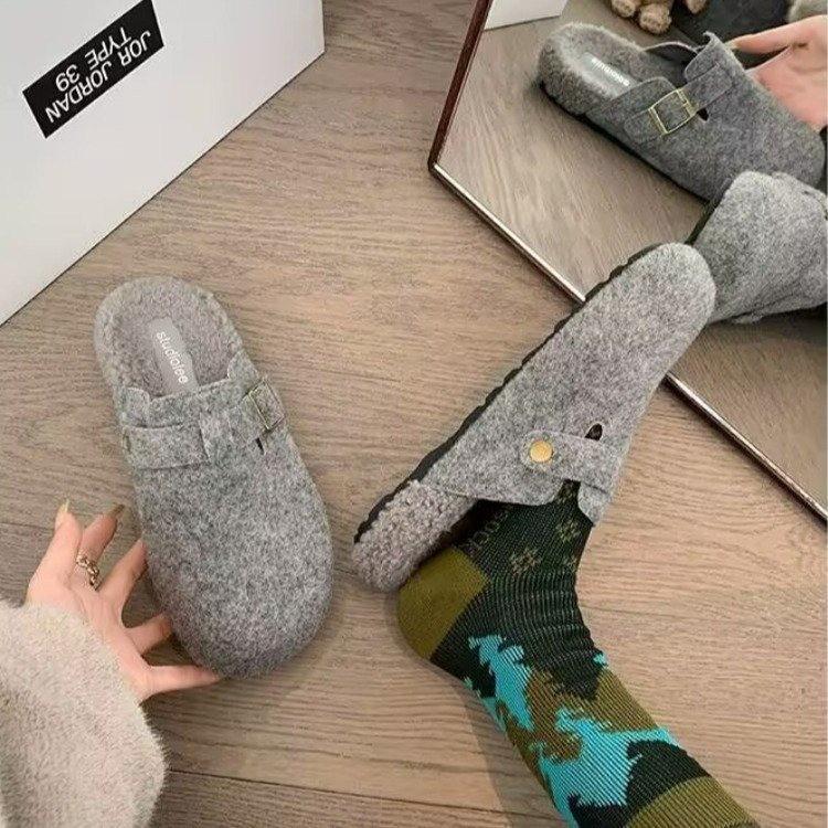 Women's Thick-Soled Birkenstock-Inspired Closed-Toe Slippers - 2025 Autumn/Winter Collection, Slip-On Loafers
