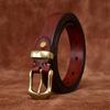 Women's Retro Rub Colored Distressed Pleated Washed Leather Belt Women's Genuine Leather Vegetable Tanning Leather Fashion Jeans Belt