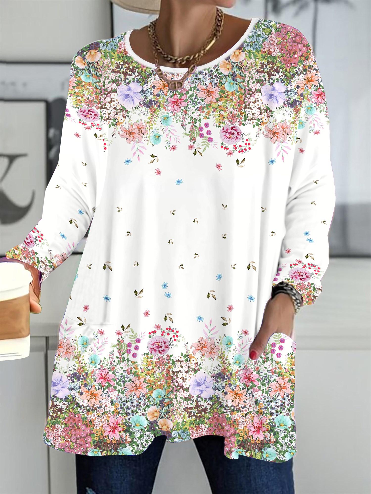 

Осень-Зима 2025 Новые Женские Топы Большого Размера, Модные Футболки с 3D-принтом цветов, с Круглым Вырезом и Длинным Рукавом 6XL оранжевый