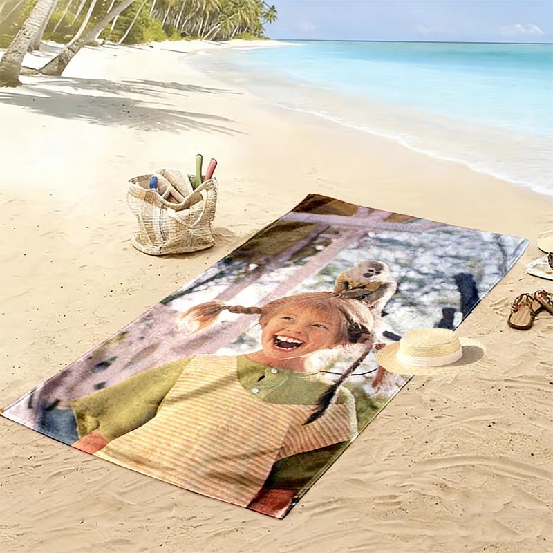 Pippi Longstocking Print Beach Towel, Large Soft Quick Dry Towel for Beach Camping Swimming