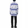 We11done FW21 Blue Geometric Pattern Jacquard High Neck Wool Sweater Unisex sweater Gray WD-KT3-21-646-U-BL