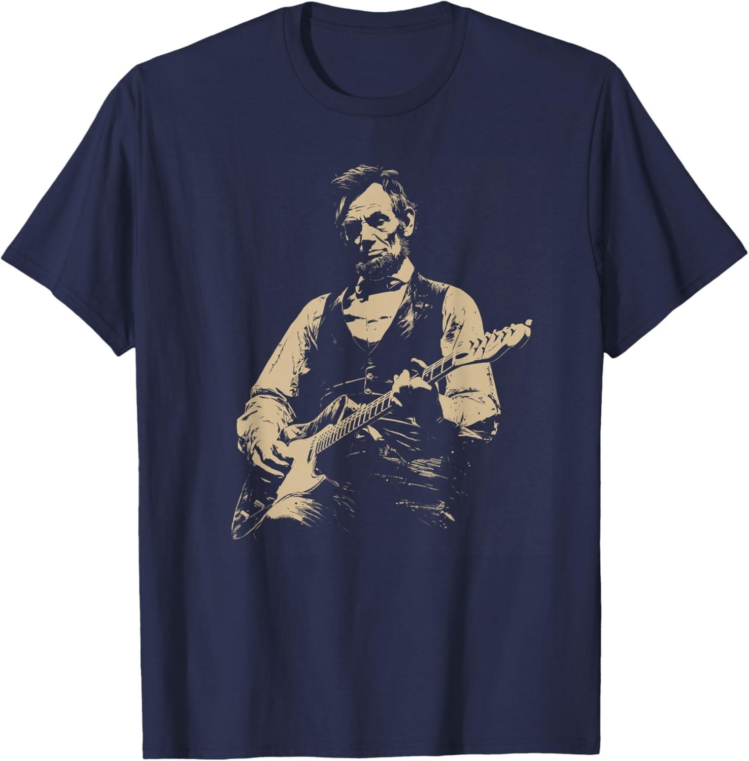 Abraham Lincoln Abe Lincoln Playing Guitar Retro Vintage Unisex T-Shirt S разноцветный