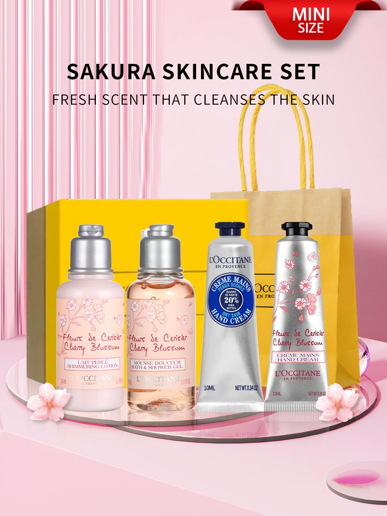 

Мини-набор для ухода за телом L Occitane en Provence (Лосьон для тела «Цветок вишни» 35 мл + Гель для душа 35 мл + Крем для рук 10 мл + Крем для рук с маслом ши 10 мл) 4 шт MINI SIZE