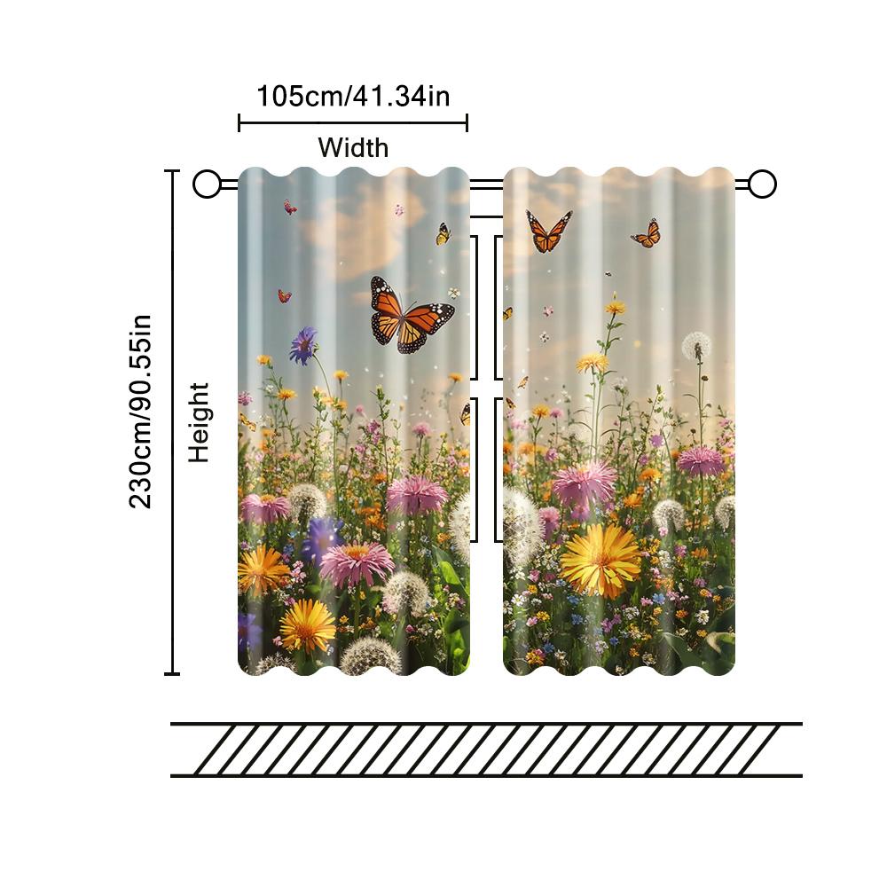 2 pcs, filtering curtains (excluding rods, non-movable, without batteries) Dandelion Design