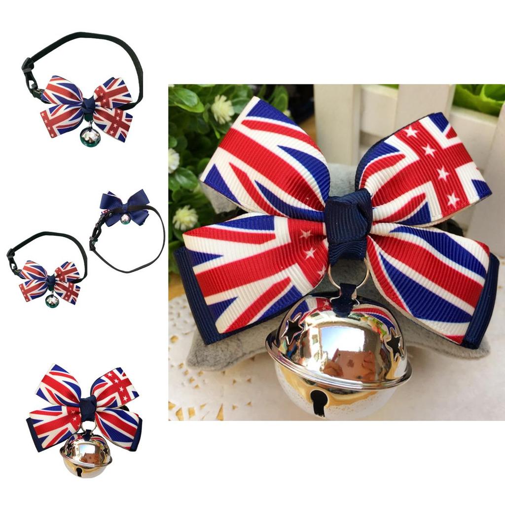 Union Jack Bow Tie Pet Collar With Bell Ideal For Small To Medium Sized Dogs And Cats